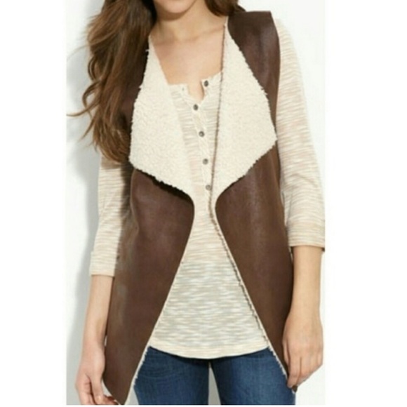 Echo Jackets & Blazers - NWOT - ECHO Faux Leather Sherpa Lined Vest